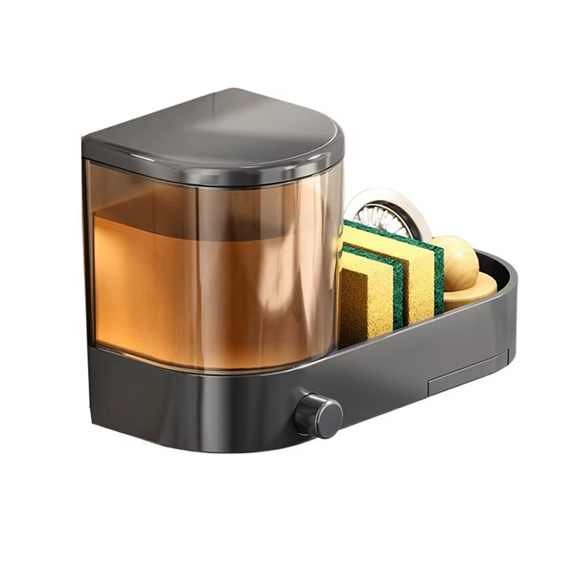 Wall Mounted Soap Dispenser With Sponge Holder Drain