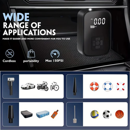 Digital Display Air Pump Portable Air Compressor LED Light Wireless Cordless Tire Inflation for Car Motorcycle Boat Tyre Balls