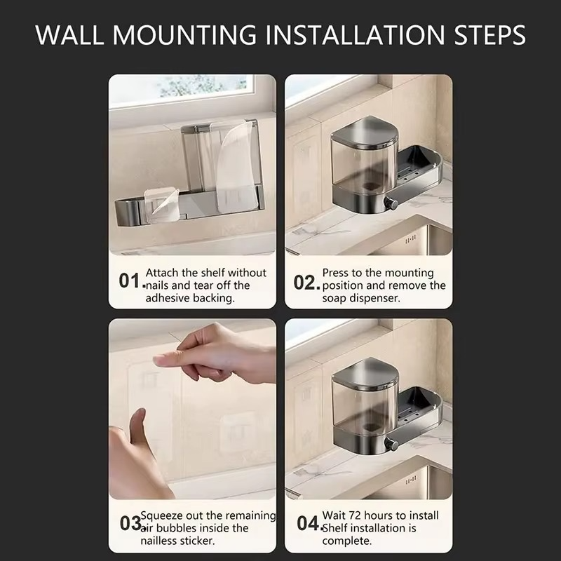 Wall Mounted Soap Dispenser With Sponge Holder Drain