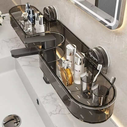 1-Piece Suction Cup Washbasin Storage Rack for Bathroom