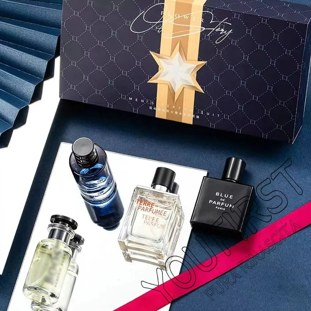 Luxury Brand Perfume Men Cologne Parfums Homme Gift Box 4Pcs Set 100ml Perfumes Masculinos Natural Floral Fruity Scent SprayLuxury