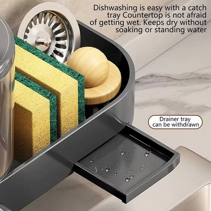 Wall Mounted Soap Dispenser With Sponge Holder Drain