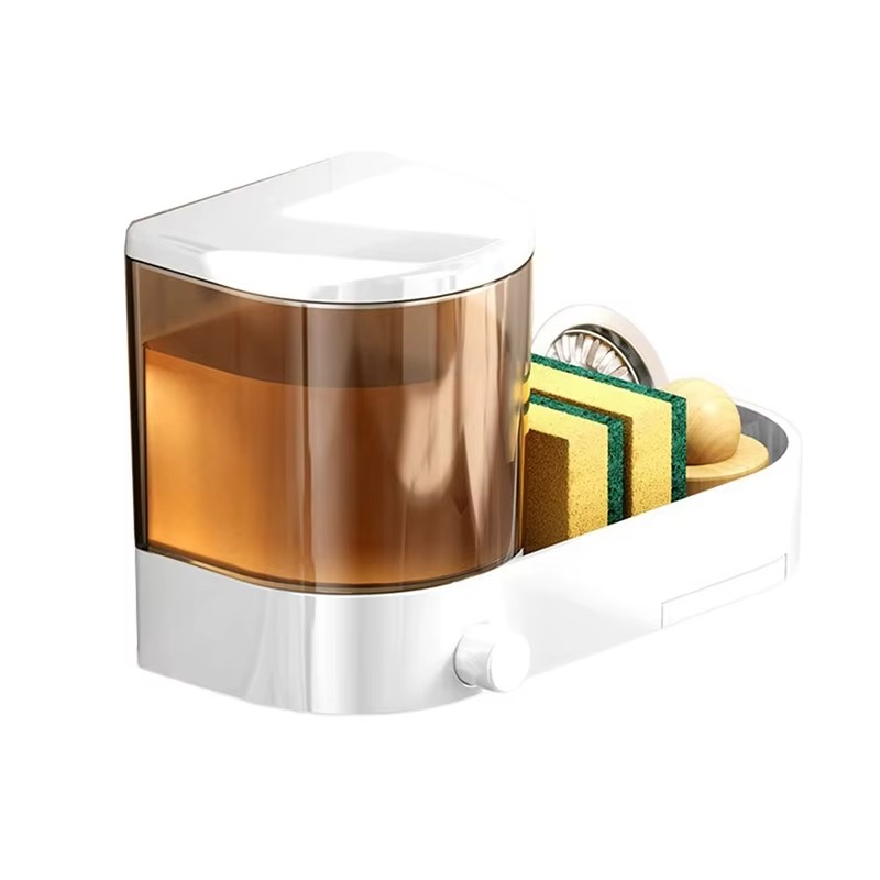 Wall Mounted Soap Dispenser With Sponge Holder Drain