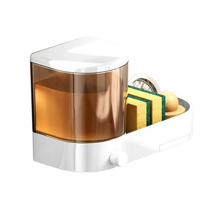 Wall Mounted Soap Dispenser With Sponge Holder Drain