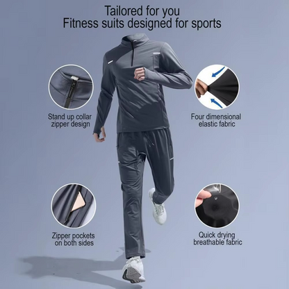 Stand Collar Zipper Men's Sportswear Set Training
