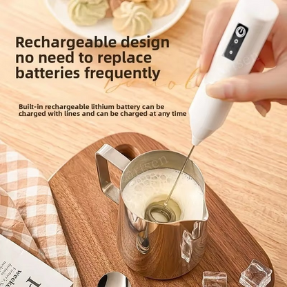 Wireless Milk Frother Electric Type-C Handheld Blender Stainless Steel Mini Coffee Maker Whisk Mixer For Coffee Cappuccino Cream