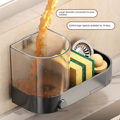 Wall Mounted Soap Dispenser With Sponge Holder Drain