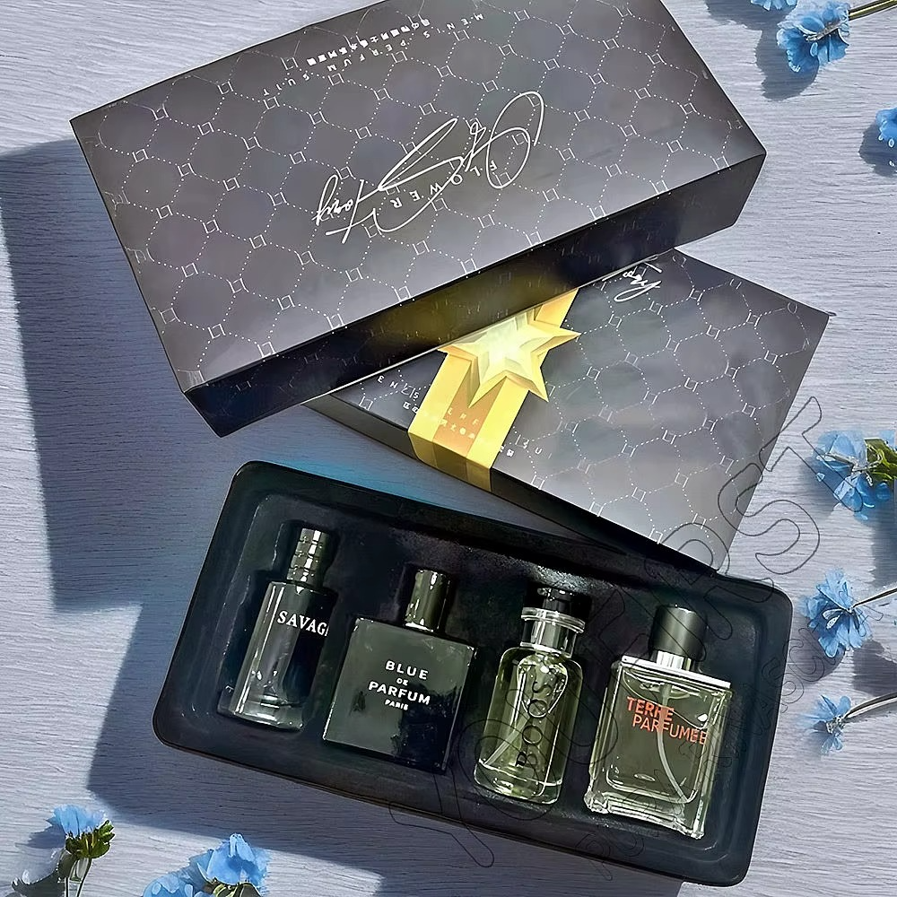 Luxury Brand Perfume Men Cologne Parfums Homme Gift Box 4Pcs Set 100ml Perfumes Masculinos Natural Floral Fruity Scent SprayLuxury
