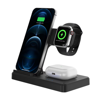 3 In 1 Wireless Charging Station Magnetic Fast Charging 18W Foldable For IPhone 16 15 14 13 12 Pro/Pro Max/Plus/Watch & Airpods