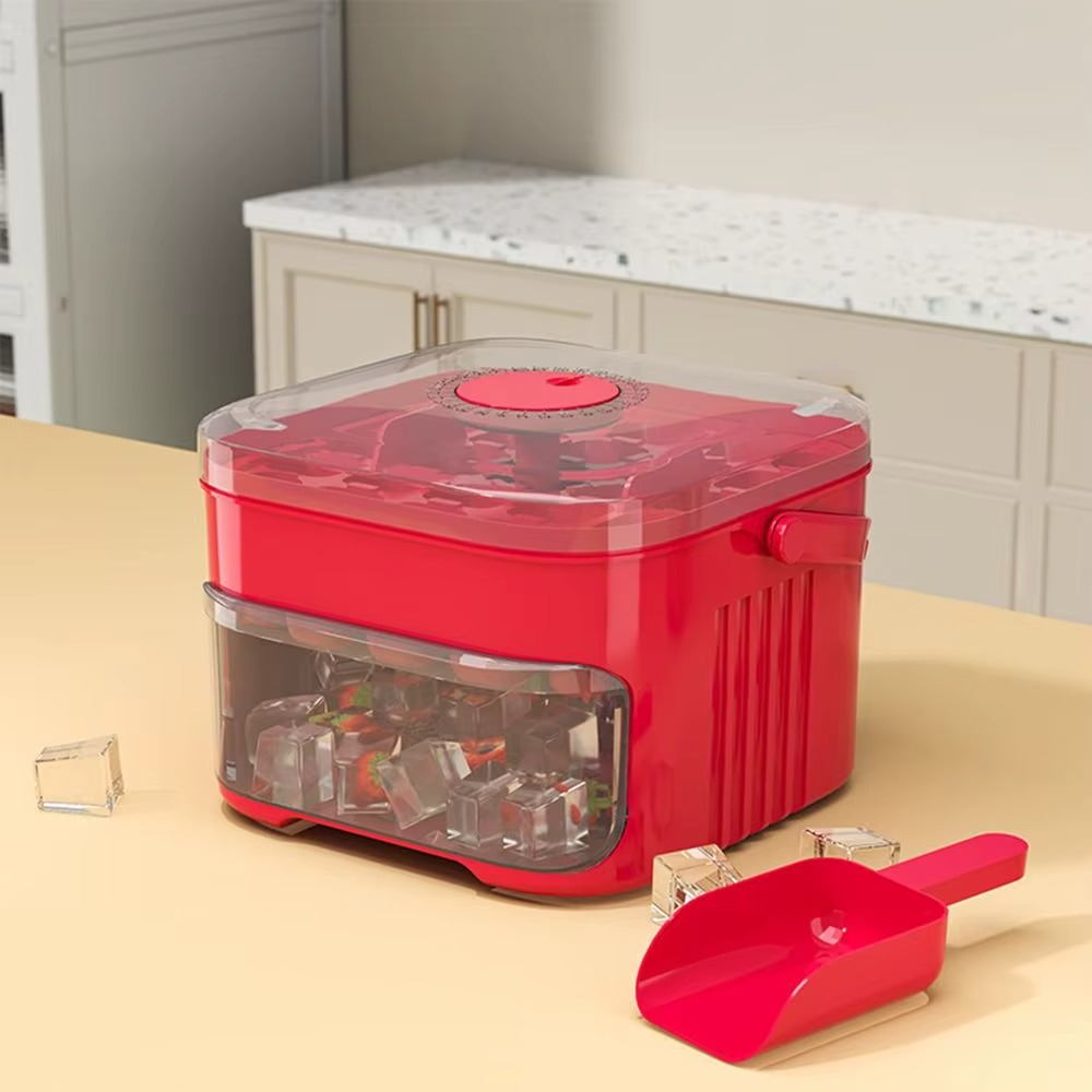 50-Cube Ice Maker with Easy Press Cap Double Layer Ice Cube Maker Refrigerator Household Ice Storage Ice Box