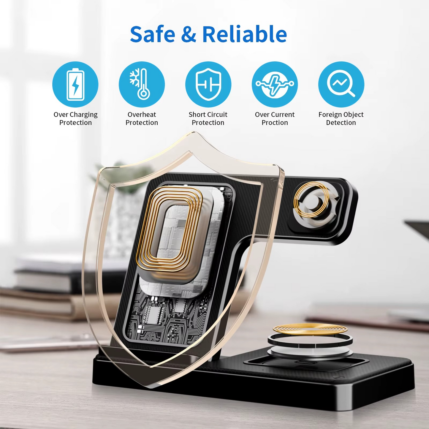 3 In 1 Wireless Charging Station Magnetic Fast Charging 18W Foldable For IPhone 16 15 14 13 12 Pro/Pro Max/Plus/Watch & Airpods