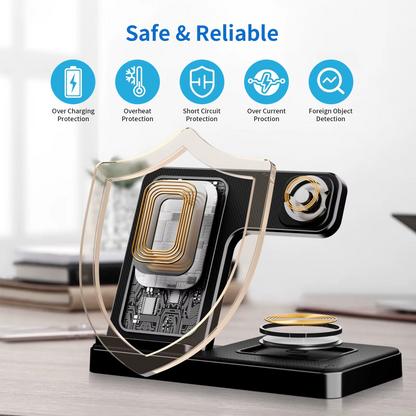 3 In 1 Wireless Charging Station Magnetic Fast Charging 18W Foldable For IPhone 16 15 14 13 12 Pro/Pro Max/Plus/Watch & Airpods
