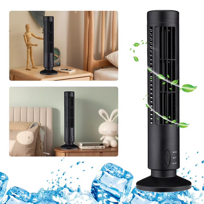 USB LED Tower Fan Bladeless Cooling Fan 90 Degree Oscillating Quiet Desk Fan Portable Electric Floor Fan for Living Room Bedroom