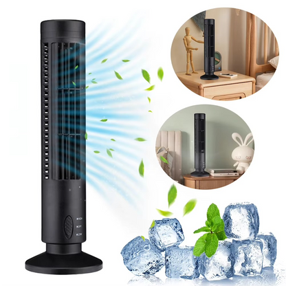 USB LED Tower Fan Bladeless Cooling Fan 90 Degree Oscillating Quiet Desk Fan Portable Electric Floor Fan for Living Room Bedroom
