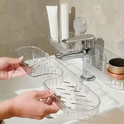 1-Piece Suction Cup Washbasin Storage Rack for Bathroom